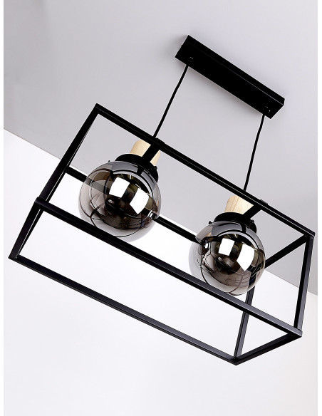 CANDELLUX Retro 2 lampa wisząca czarny 2x40w e27 klosz dymiony 32-00750
