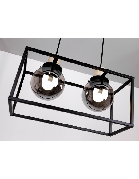 CANDELLUX Retro 2 lampa wisząca czarny 2x40w e27 klosz dymiony 32-00750