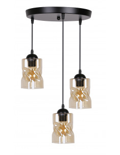 CANDELLUX Felis lampa wisząca talerz czarny 3x60w e27 klosz bursztynowy 33-00217