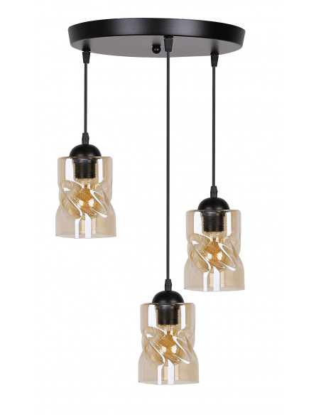 CANDELLUX Felis lampa wisząca talerz czarny 3x60w e27 klosz bursztynowy 33-00217