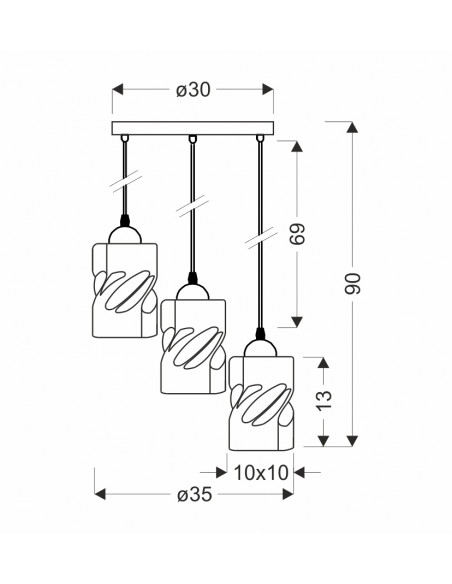 CANDELLUX Felis lampa wisząca talerz czarny 3x60w e27 klosz bursztynowy 33-00217