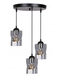 CANDELLUX Felis lampa wisząca talerz czarny 3x60w e27 klosz dymiony 33-00200