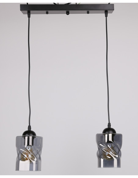 CANDELLUX Felis lampa wisząca czarny 2x60w e27 klosz dymiony 32-00132
