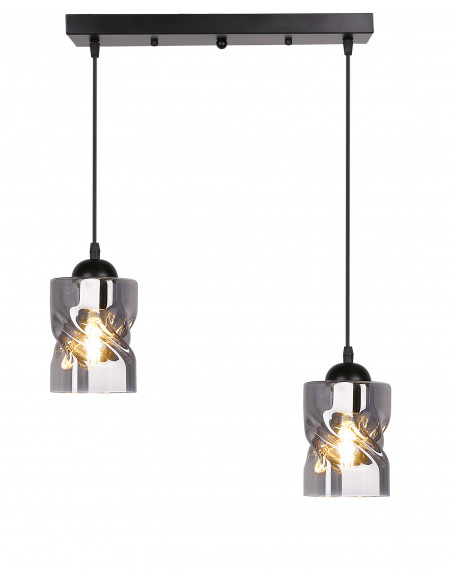 CANDELLUX Felis lampa wisząca czarny 2x60w e27 klosz dymiony 32-00132