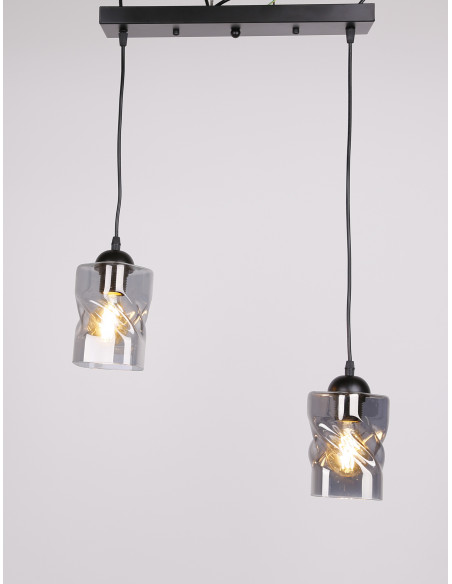 CANDELLUX Felis lampa wisząca czarny 2x60w e27 klosz dymiony 32-00132