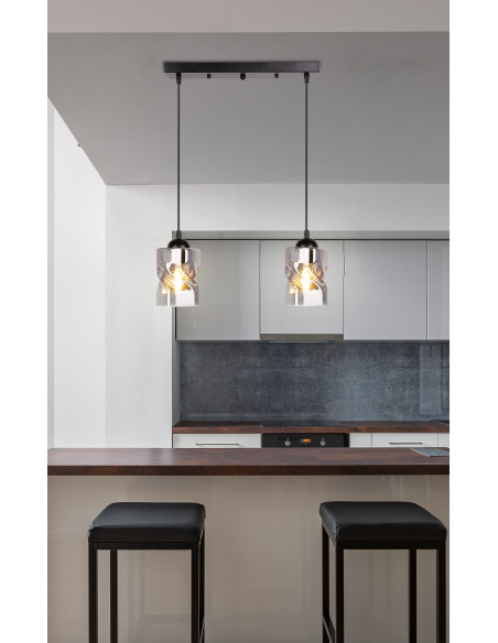 CANDELLUX Felis lampa wisząca czarny 2x60w e27 klosz dymiony 32-00132