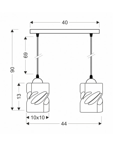 CANDELLUX Felis lampa wisząca czarny 2x60w e27 klosz dymiony 32-00132