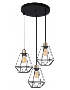 CANDELLUX PRIMO LAMPA WISZĄCA TALERZ CZARNY+PATYNA 3X60W E27 KLOSZ CZARNY 33-00323