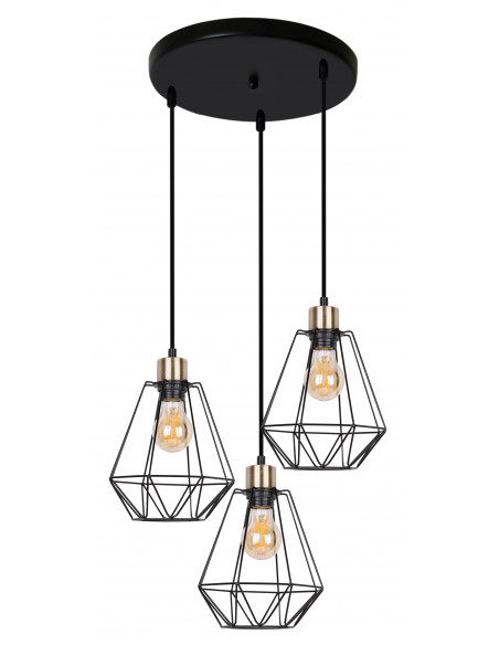 CANDELLUX PRIMO LAMPA WISZĄCA TALERZ CZARNY+PATYNA 3X60W E27 KLOSZ CZARNY 33-00323