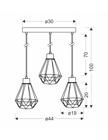 CANDELLUX PRIMO LAMPA WISZĄCA TALERZ CZARNY+PATYNA 3X60W E27 KLOSZ CZARNY 33-00323