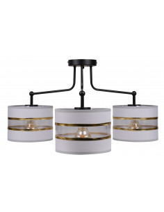 CANDELLUX Andy lampa wisząca czarny 3x40w e27 abażur szary+złoty 33-00514