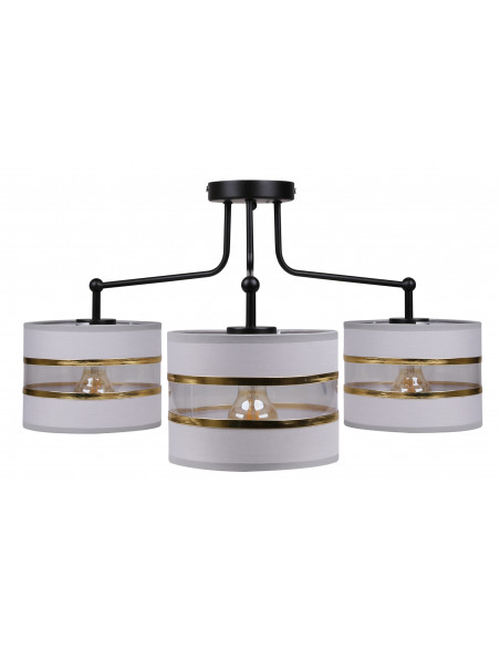 CANDELLUX Andy lampa wisząca czarny 3x40w e27 abażur szary+złoty 33-00514
