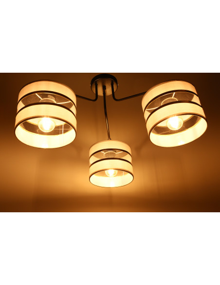 CANDELLUX Andy lampa wisząca czarny 3x40w e27 abażur szary+złoty 33-00514