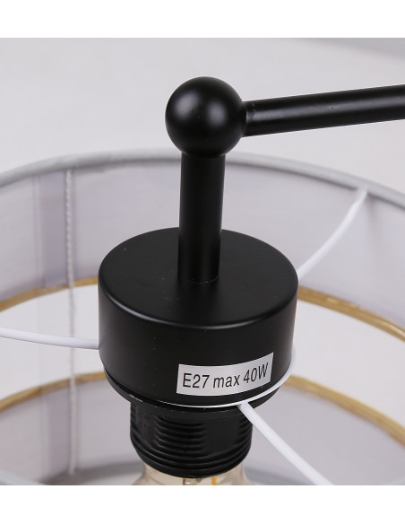 CANDELLUX Andy lampa wisząca czarny 3x40w e27 abażur szary+złoty 33-00514