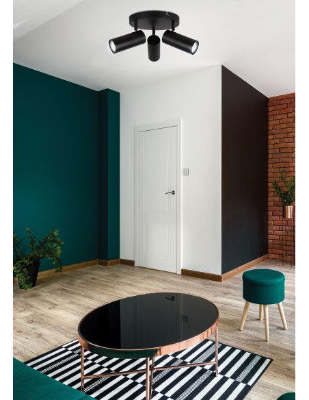 CANDELLUX Colly lampa sufitowa czarny 3x15w gu10 klosz czarny 98-01672