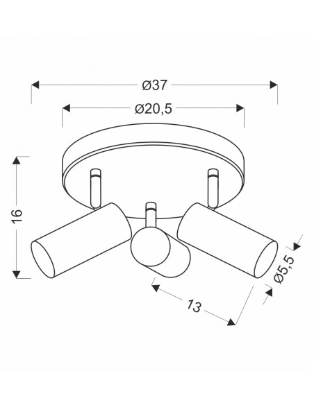 CANDELLUX Colly lampa sufitowa czarny 3x15w gu10 klosz czarny 98-01672
