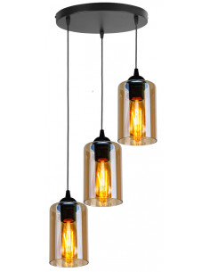 CANDELLUX Bistro lampa wisząca czarny talerz 3x40w e27 klosz brązowy 33-00576