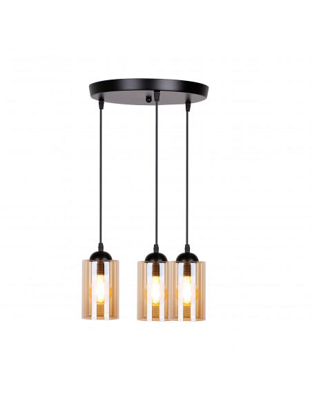 CANDELLUX Bistro lampa wisząca czarny talerz 3x40w e27 klosz brązowy 33-00576