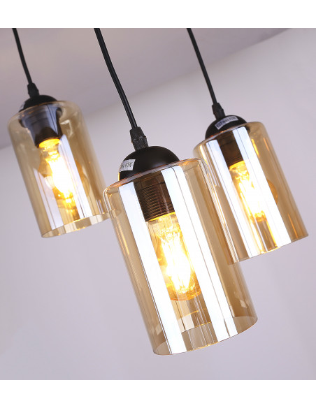 CANDELLUX Bistro lampa wisząca czarny talerz 3x40w e27 klosz brązowy 33-00576