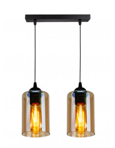CANDELLUX Bistro lampa wisząca czarny 2x40w e27 klosz brązowy 32-00538