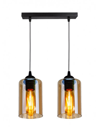 CANDELLUX Bistro lampa wisząca czarny 2x40w e27 klosz brązowy 32-00538