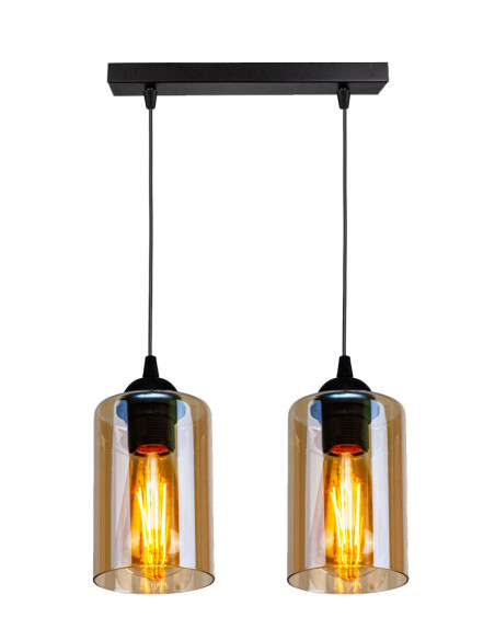 CANDELLUX Bistro lampa wisząca czarny 2x40w e27 klosz brązowy 32-00538