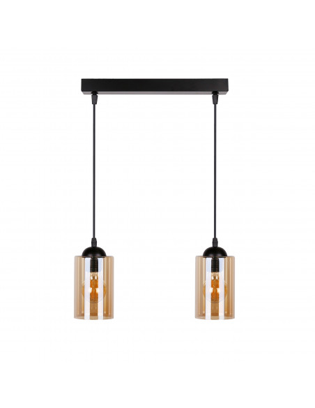 CANDELLUX Bistro lampa wisząca czarny 2x40w e27 klosz brązowy 32-00538