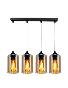 CANDELLUX Bistro lampa wisząca czarny 4x40w e27 klosz brązowy 34-00552