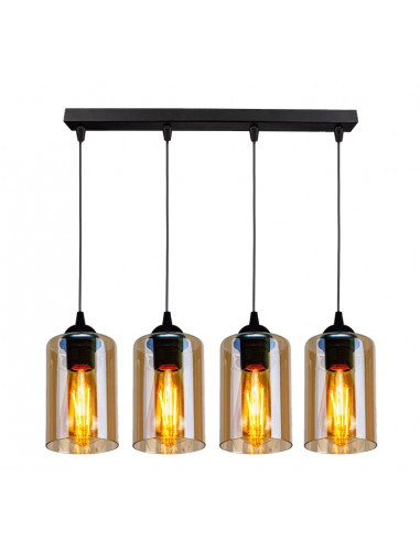 CANDELLUX Bistro lampa wisząca czarny 4x40w e27 klosz brązowy 34-00552