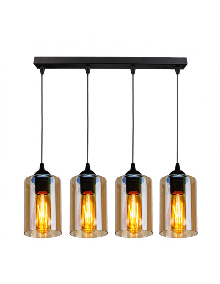 CANDELLUX Bistro lampa wisząca czarny 4x40w e27 klosz brązowy 34-00552