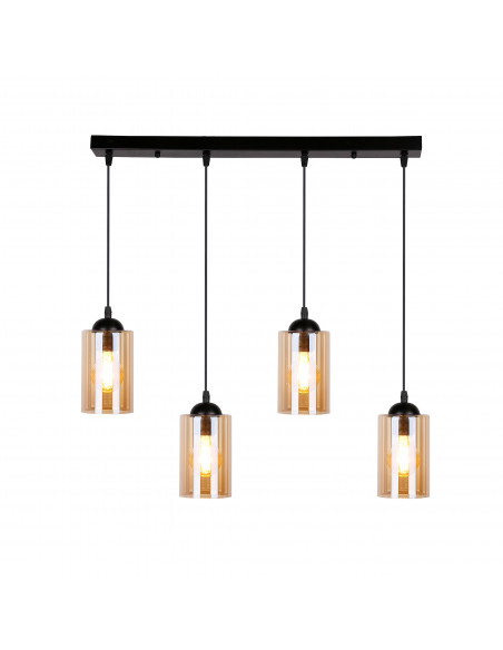 CANDELLUX Bistro lampa wisząca czarny 4x40w e27 klosz brązowy 34-00552