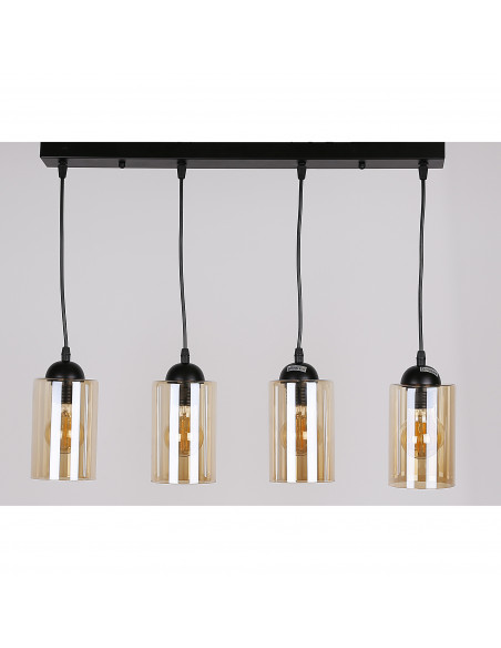 CANDELLUX Bistro lampa wisząca czarny 4x40w e27 klosz brązowy 34-00552