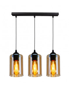 CANDELLUX Bistro lampa wisząca czarny 3x40w e27 klosz brązowy 33-00545