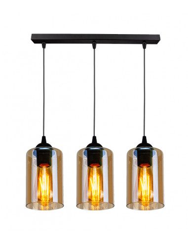 CANDELLUX Bistro lampa wisząca czarny 3x40w e27 klosz brązowy 33-00545