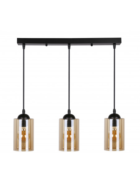 CANDELLUX Bistro lampa wisząca czarny 3x40w e27 klosz brązowy 33-00545