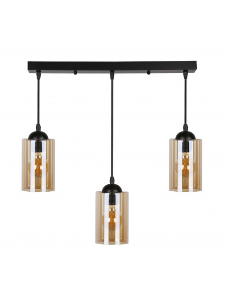 CANDELLUX Bistro lampa wisząca czarny 3x40w e27 klosz brązowy 33-00545