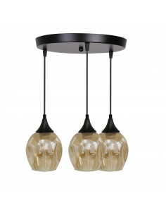 CANDELLUX Aspa lampa wisząca czarny talerz 3x40w e27 klosz brązowy 33-00613