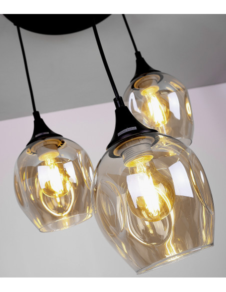 CANDELLUX Aspa lampa wisząca czarny talerz 3x40w e27 klosz brązowy 33-00613