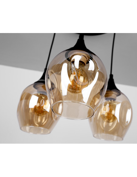 CANDELLUX Aspa lampa wisząca czarny talerz 3x40w e27 klosz brązowy 33-00613