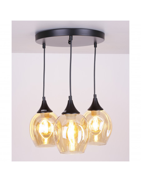 CANDELLUX Aspa lampa wisząca czarny talerz 3x40w e27 klosz brązowy 33-00613