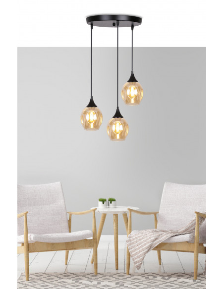 CANDELLUX Aspa lampa wisząca czarny talerz 3x40w e27 klosz brązowy 33-00613