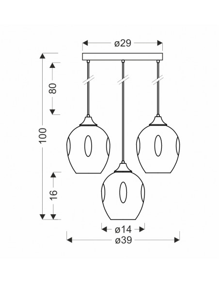 CANDELLUX Aspa lampa wisząca czarny talerz 3x40w e27 klosz brązowy 33-00613