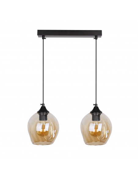CANDELLUX Aspa lampa wisząca czarny 2x40w e27 klosz brązowy 32-00590