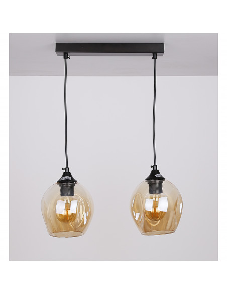 CANDELLUX Aspa lampa wisząca czarny 2x40w e27 klosz brązowy 32-00590