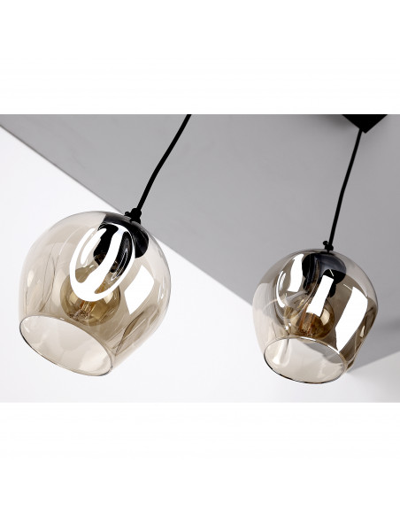 CANDELLUX Aspa lampa wisząca czarny 2x40w e27 klosz brązowy 32-00590