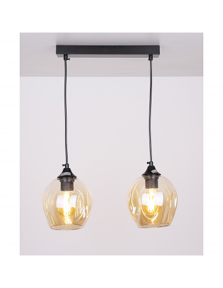 CANDELLUX Aspa lampa wisząca czarny 2x40w e27 klosz brązowy 32-00590