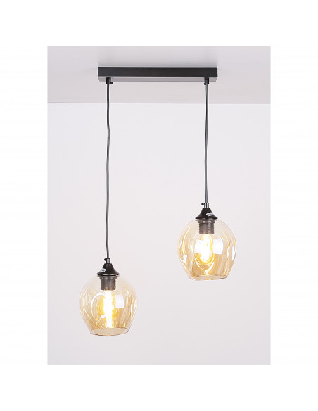 CANDELLUX Aspa lampa wisząca czarny 2x40w e27 klosz brązowy 32-00590