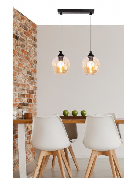 CANDELLUX Aspa lampa wisząca czarny 2x40w e27 klosz brązowy 32-00590