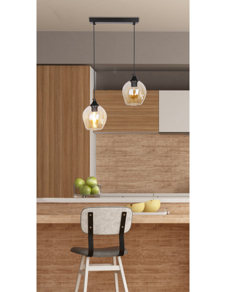 CANDELLUX Aspa lampa wisząca czarny 2x40w e27 klosz brązowy 32-00590