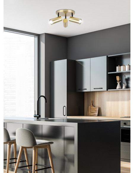 CANDELLUX Colly lampa sufitowa mosiądz 3x15w gu10 klosz mosiądz 98-01726